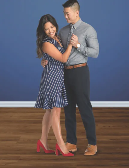 coretec-waterproof-flooring-1 Couple dancing on vinyl flooring | Family Floors