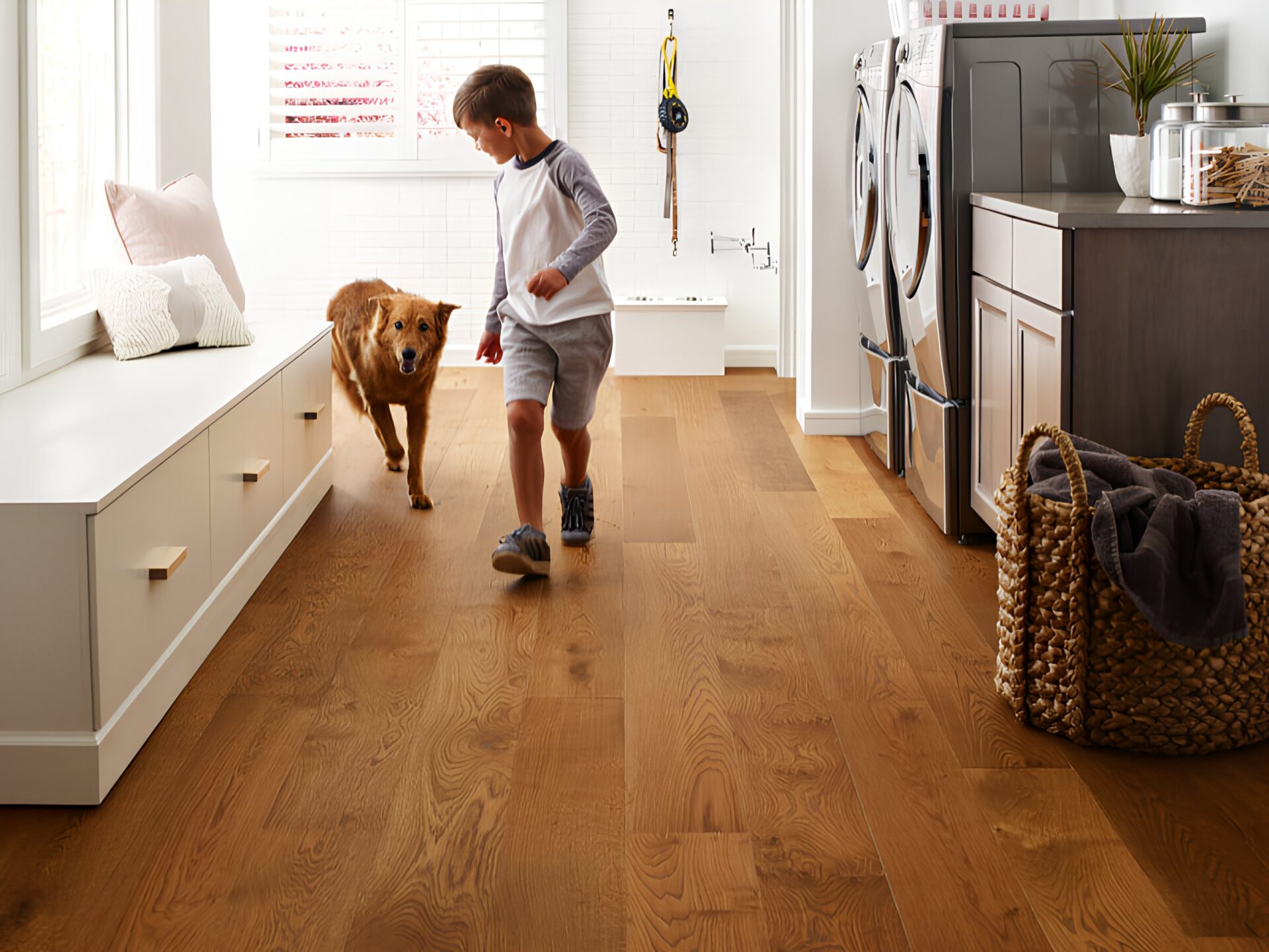 blog 524 laundryroomentrywayhardwooddog - Family Floors